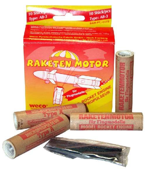 Raketenmotor A8-3, 10er Schtl.